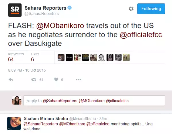 Tweet from Sahara Reporters